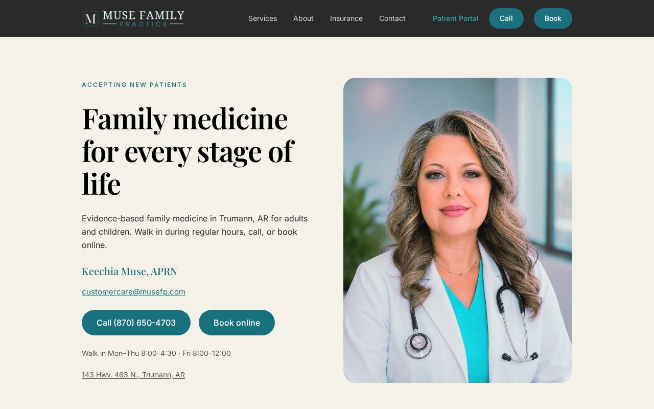 Live Muse Family Practice website at musefp.com